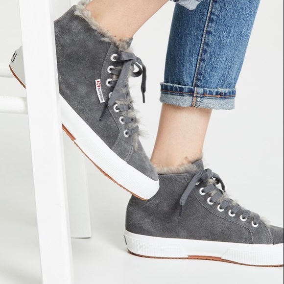 Superga fur lined suede high top sneaker sz 8.5 - Picture 3 of 11